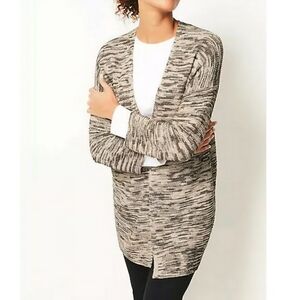 NWOT Pure J. Jill Women's Brown White Cotton Knit Cardigan Sweater Size Medium.